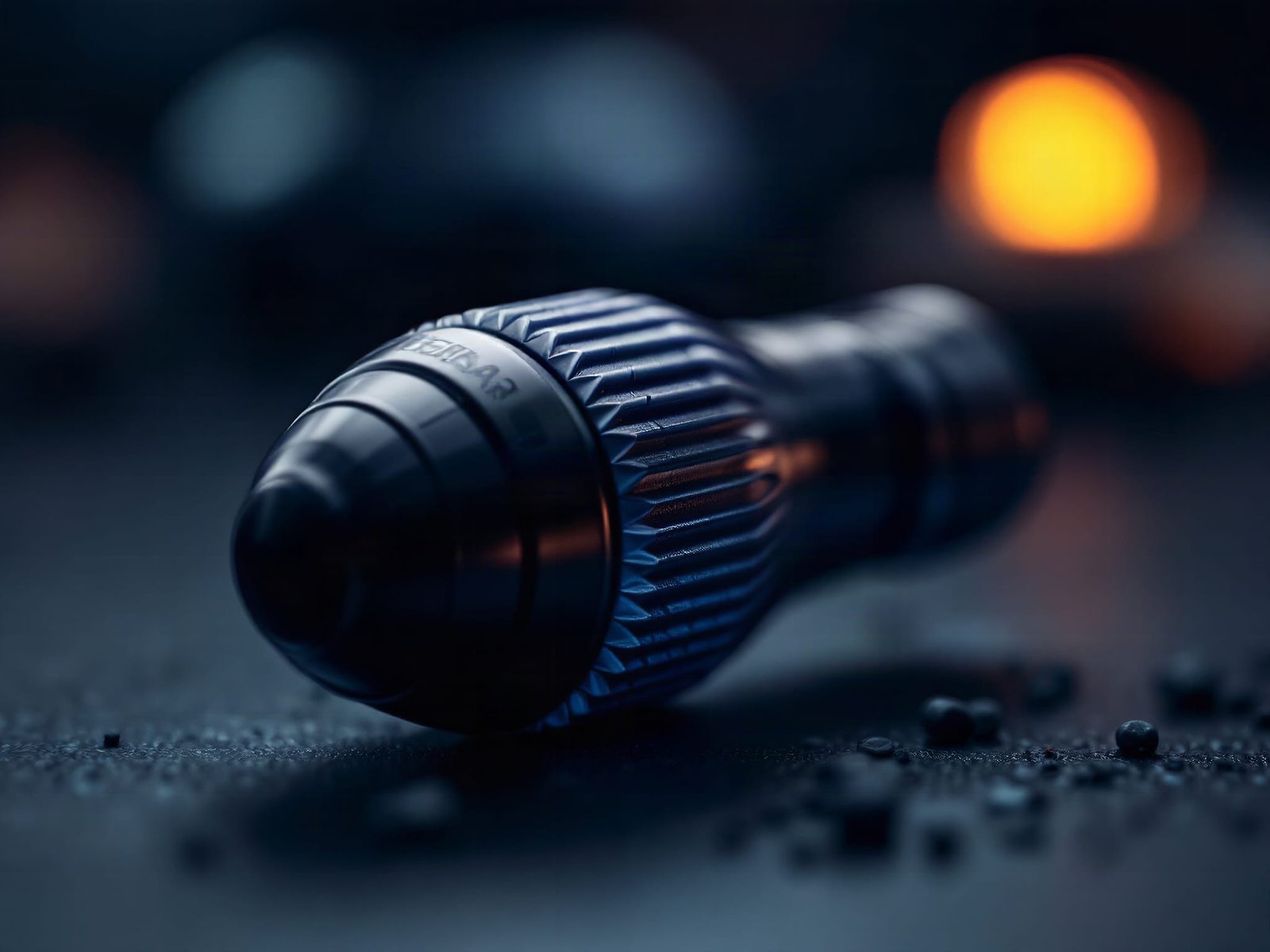 Macro close-up of BEISAR prostate massager showing textured surface and bulbous design in studio lighting