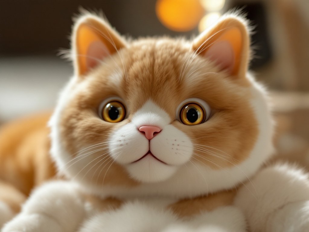 Close-up of Chongker robot cat's ear in motion, showing mechanical movement detail against blurred background