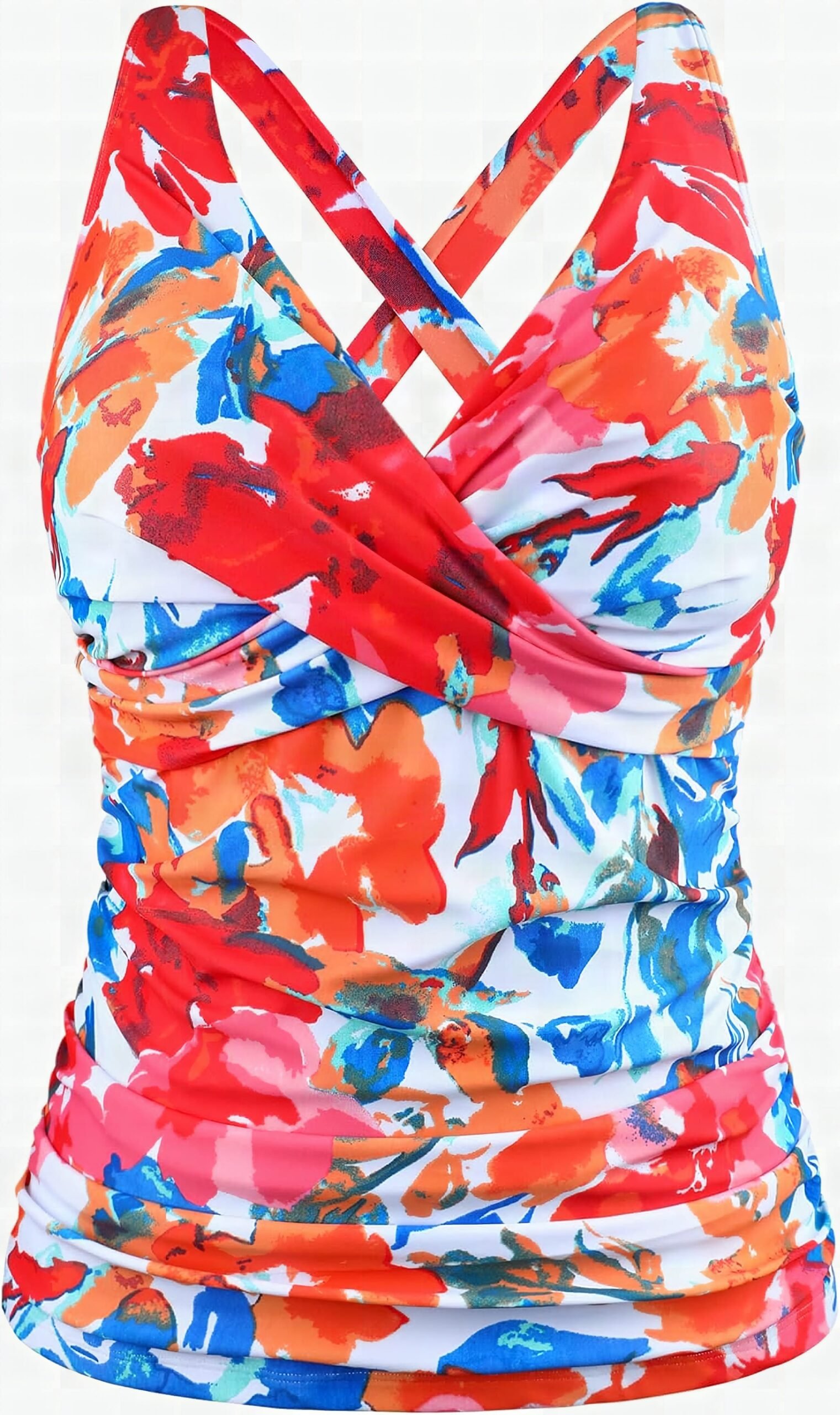 Macro close-up of underwire support structure and stitching detail on Hilor tankini top